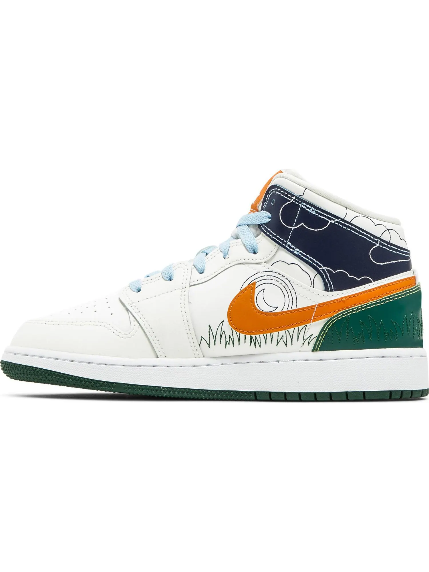 Кроссовки Nike Air Jordan 1 Mid SE GS — изображение 2 из 5, бежевый