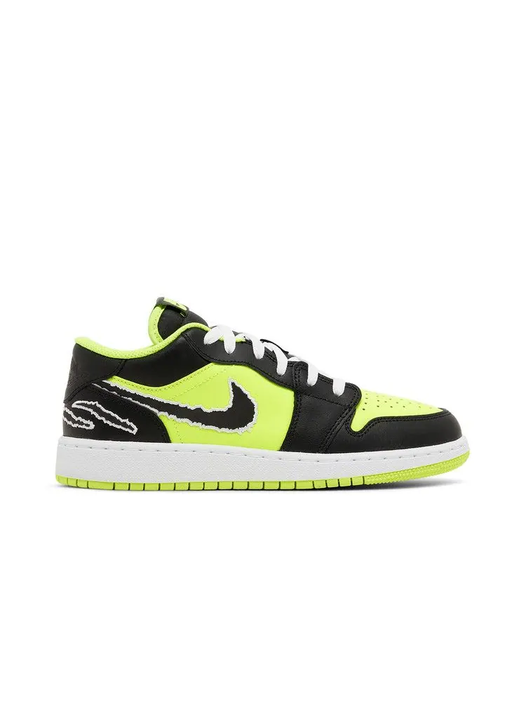 Кроссовки Air Jordan Air Jordan 1 Low SE GS 'Big Cat Energy' — изображение 2 из 9, белый/черный