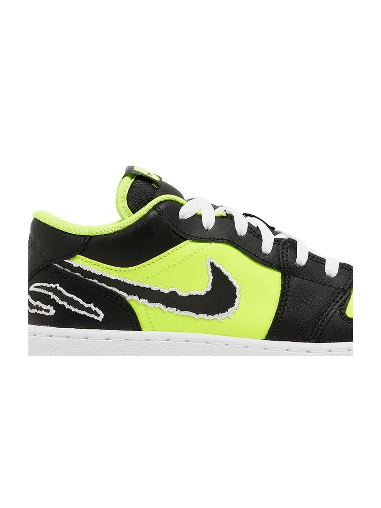 Кроссовки Air Jordan Air Jordan 1 Low SE GS 'Big Cat Energy' — изображение 3 из 9, белый/черный