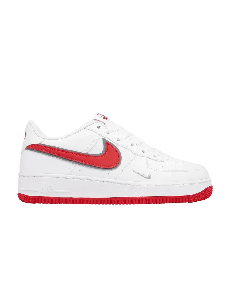 Кроссовки Nike Air Force 1 SE GS 'Mini Swoosh - White Habanero Red' — изображение 1 из 1, белый/красный/серый