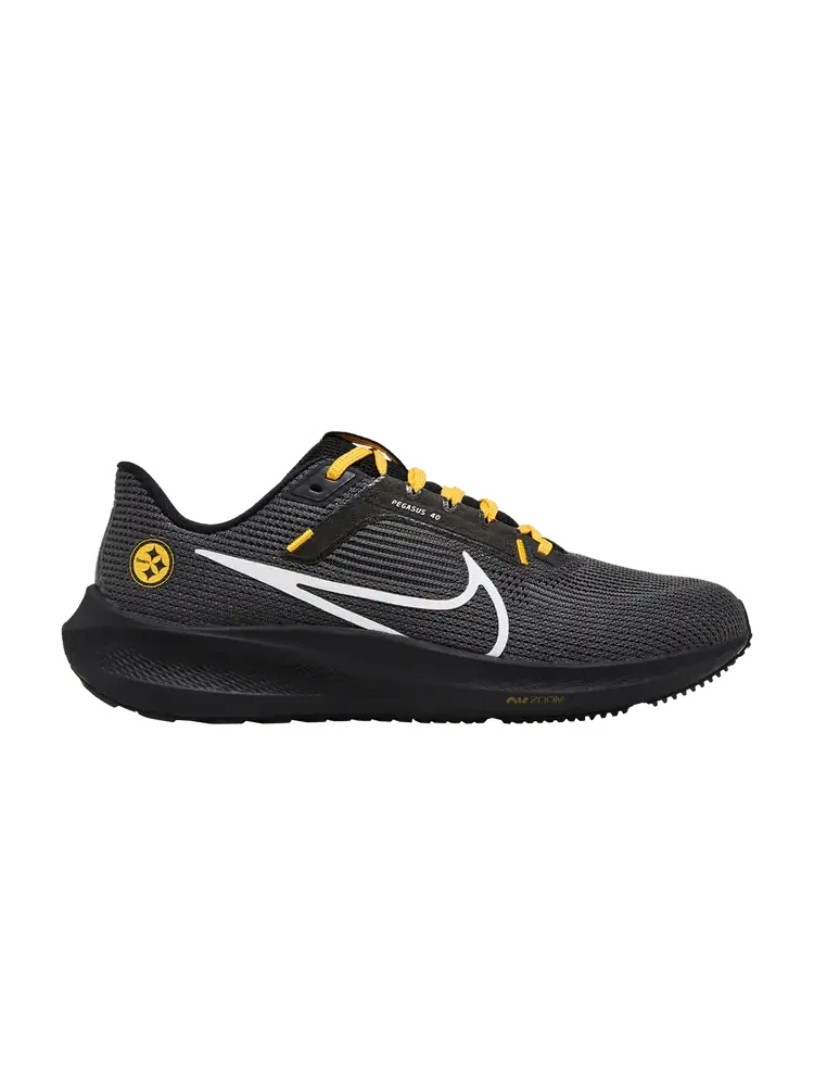 Кроссовки Nike NFL x Air Zoom Pegasus 40 'Pittsburgh Steelers' — изображение 1 из 9, черный/золотистый/белый