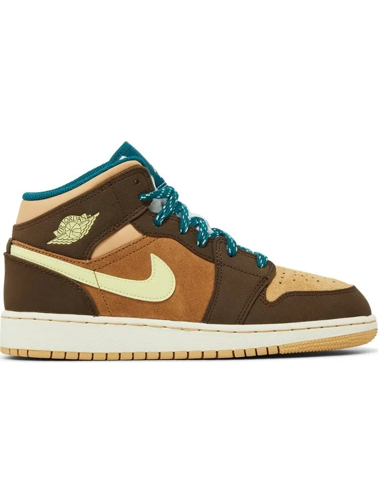 Кроссовки Air Jordan 1 Mid SE GS 'Cacao Wow' — изображение 1 из 4, коричневый