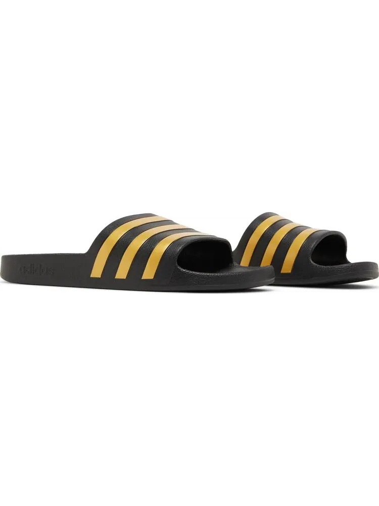 Сандалии Adidas Adilette Aqua Slides 'Black Gold Metallic' — изображение 8 из 8, черный