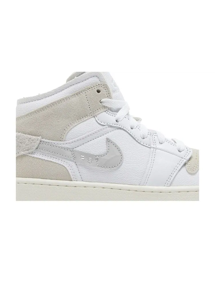 Кроссовки Air Jordan Air Jordan 1 Mid SE Craft GS 'Inside Out - White Sail' — изображение 3 из 9
