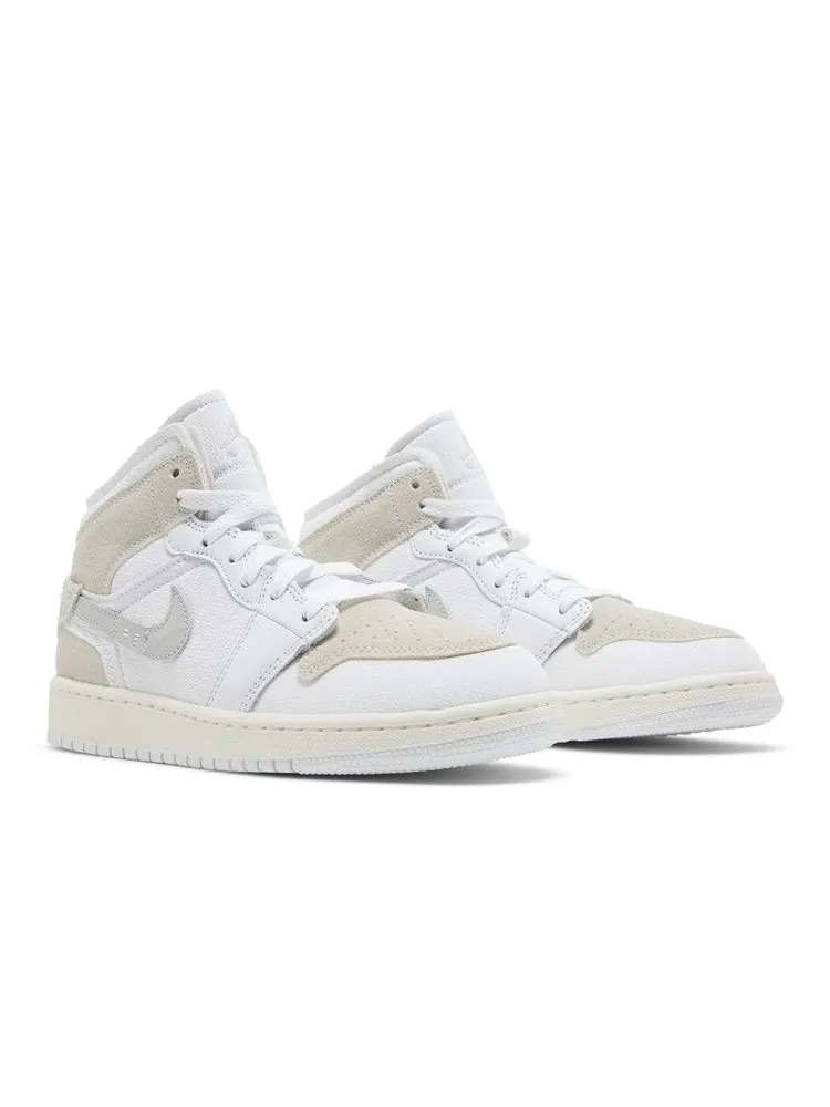 Кроссовки Air Jordan Air Jordan 1 Mid SE Craft GS 'Inside Out - White Sail' — изображение 9 из 9