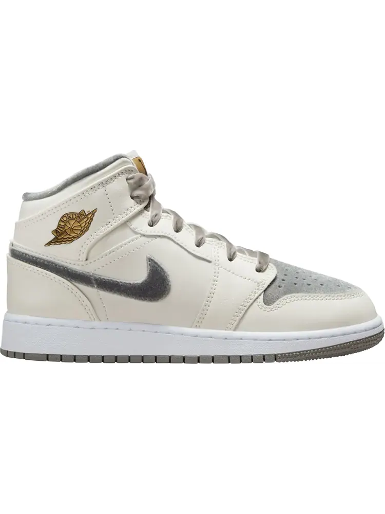 Кроссовки Air Jordan 1 Mid SE GS 'Pewter Velvet Toe' — изображение 1 из 1, бежевый