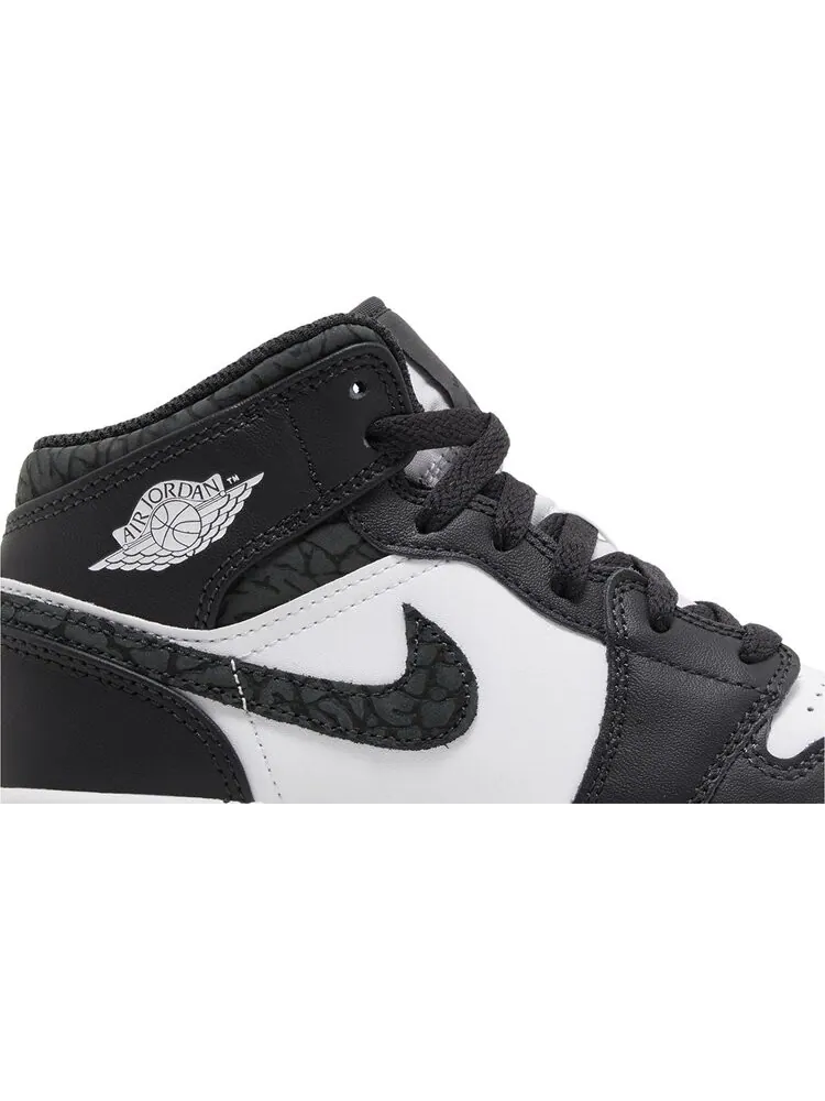Кроссовки Air Jordan 1 Mid SE GS 'Panda Elephant' — изображение 2 из 4, черный