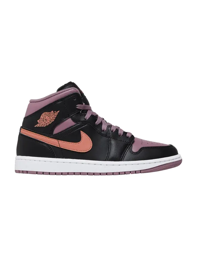Кроссовки Air Jordan Air Jordan 1 Mid SE 'Black Sky J Mauve' — изображение 1 из 9, черный/оранжевый//белый