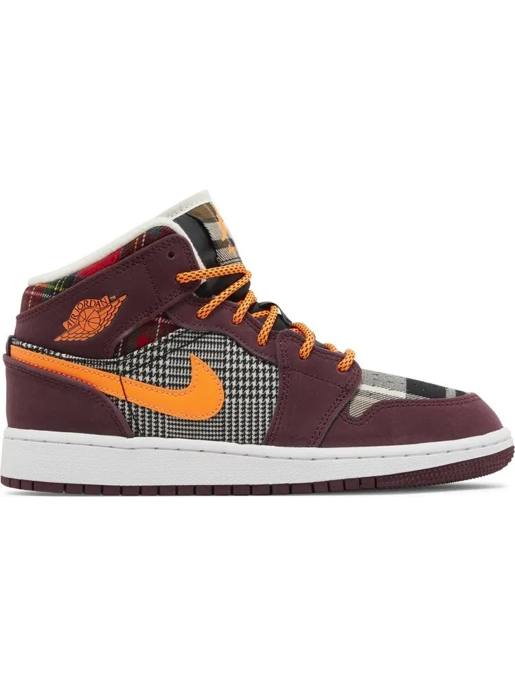 Кроссовки Air Jordan 1 Mid SE GS 'Plaid' — изображение 1 из 4, красный