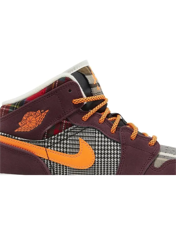 Кроссовки Air Jordan 1 Mid SE GS 'Plaid' — изображение 2 из 4, красный