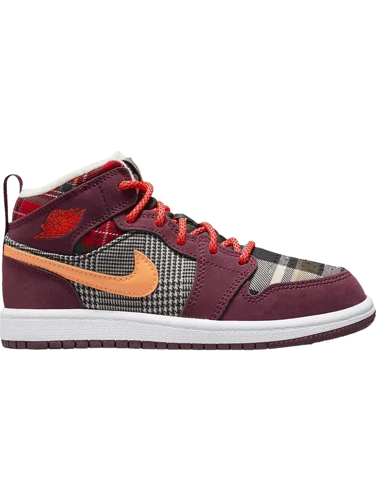 Кроссовки Air Jordan 1 Mid SE PS 'Plaid' — изображение 1 из 1, красный