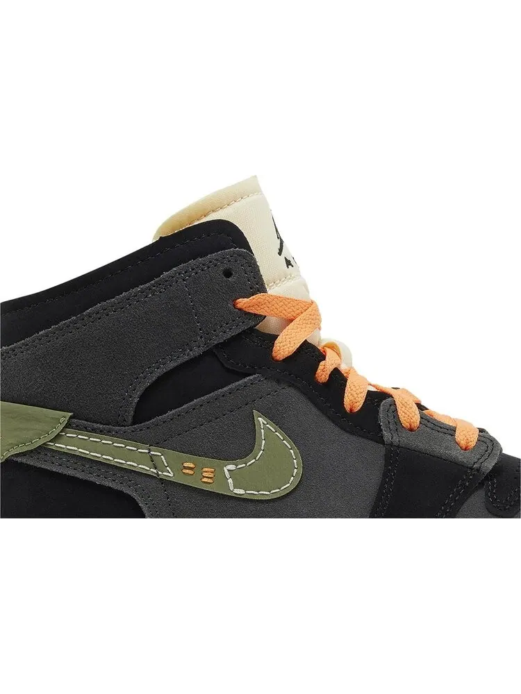 Кроссовки Air Jordan 1 Mid SE Craft GS 'Anthracite Light Olive' — изображение 2 из 4, зеленый