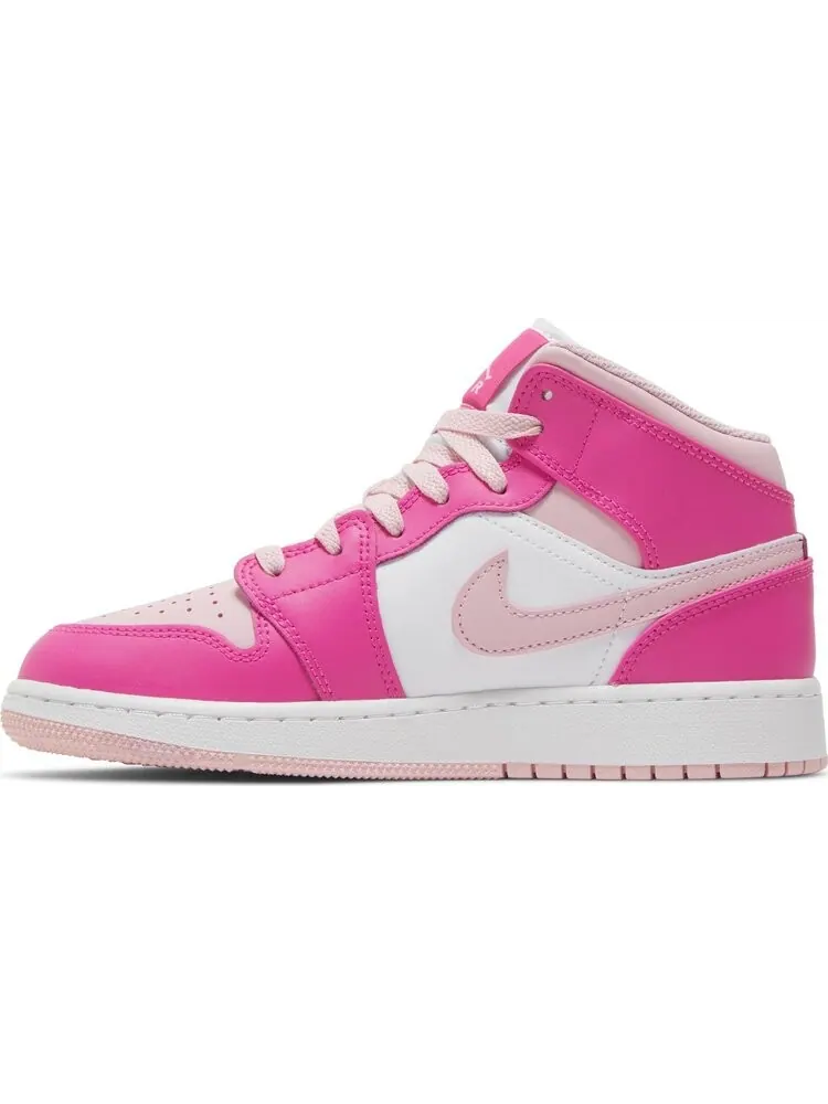 Кроссовки Air Jordan 1 Mid GS 'Fierce Pink' — изображение 3 из 4, розовый