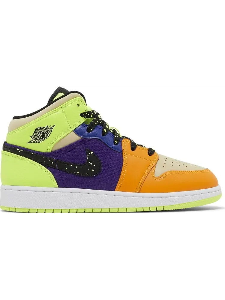 Кроссовки Air Jordan 1 Mid SE GS 'Volt Vivid Orange' — изображение 1 из 4, мульти
