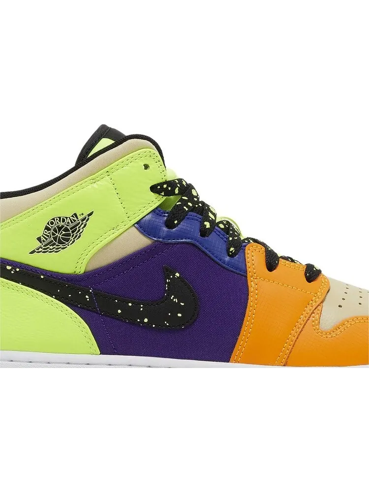 Кроссовки Air Jordan 1 Mid SE GS 'Volt Vivid Orange' — изображение 2 из 4, мульти