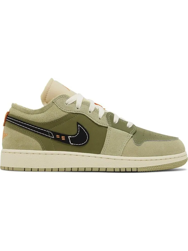 Кроссовки Air Jordan 1 Low SE Craft GS 'Sky J Light Olive' — изображение 1 из 4, зеленый