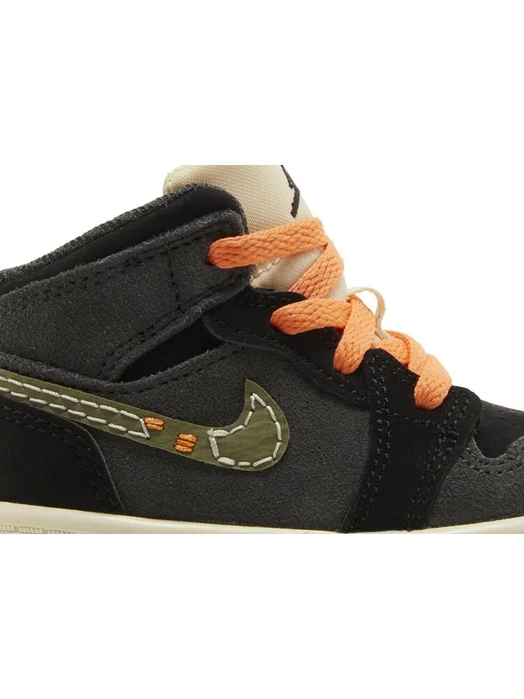 Кроссовки Air Jordan 1 Mid SE Craft TD 'Anthracite Light Olive' — изображение 2 из 4, черный