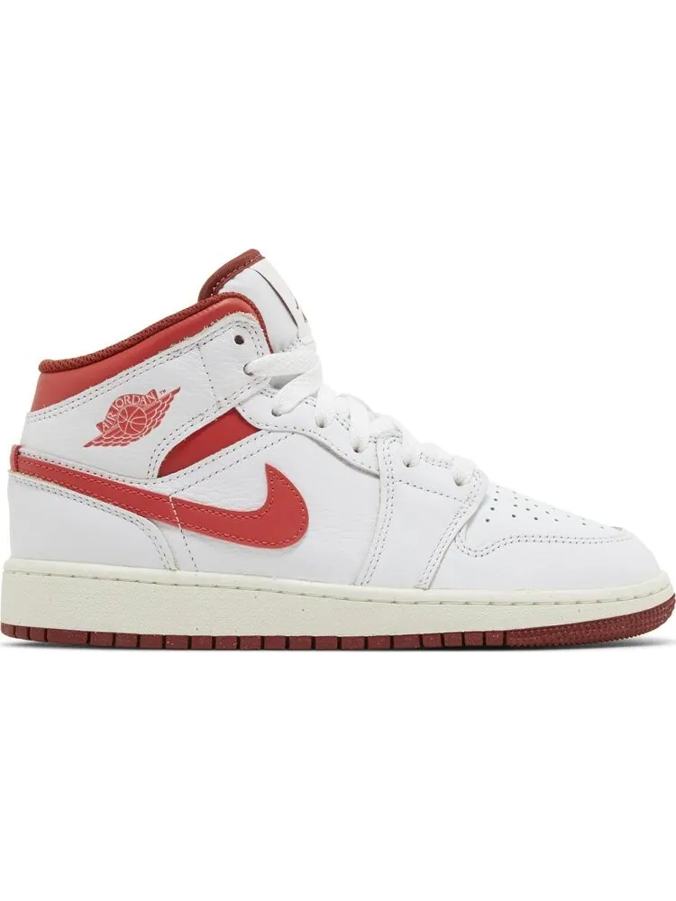 Кроссовки Air Jordan 1 Mid SE GS 'White Dune Red' — изображение 1 из 4, белый