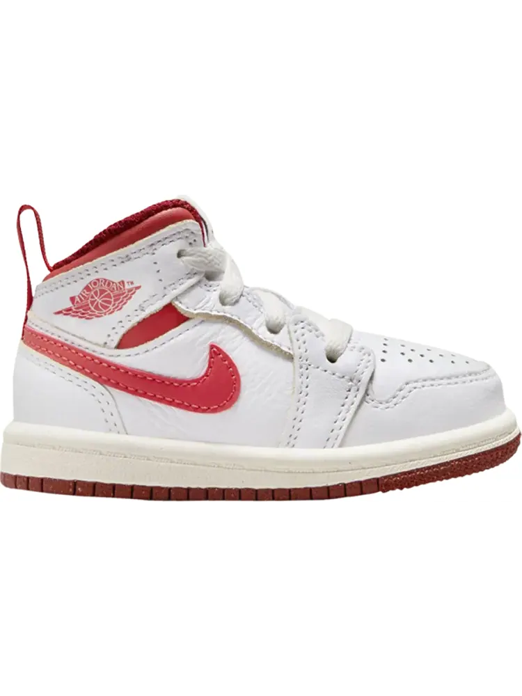 Кроссовки Air Jordan 1 Mid SE TD 'White Dune Red' — изображение 1 из 1, белый