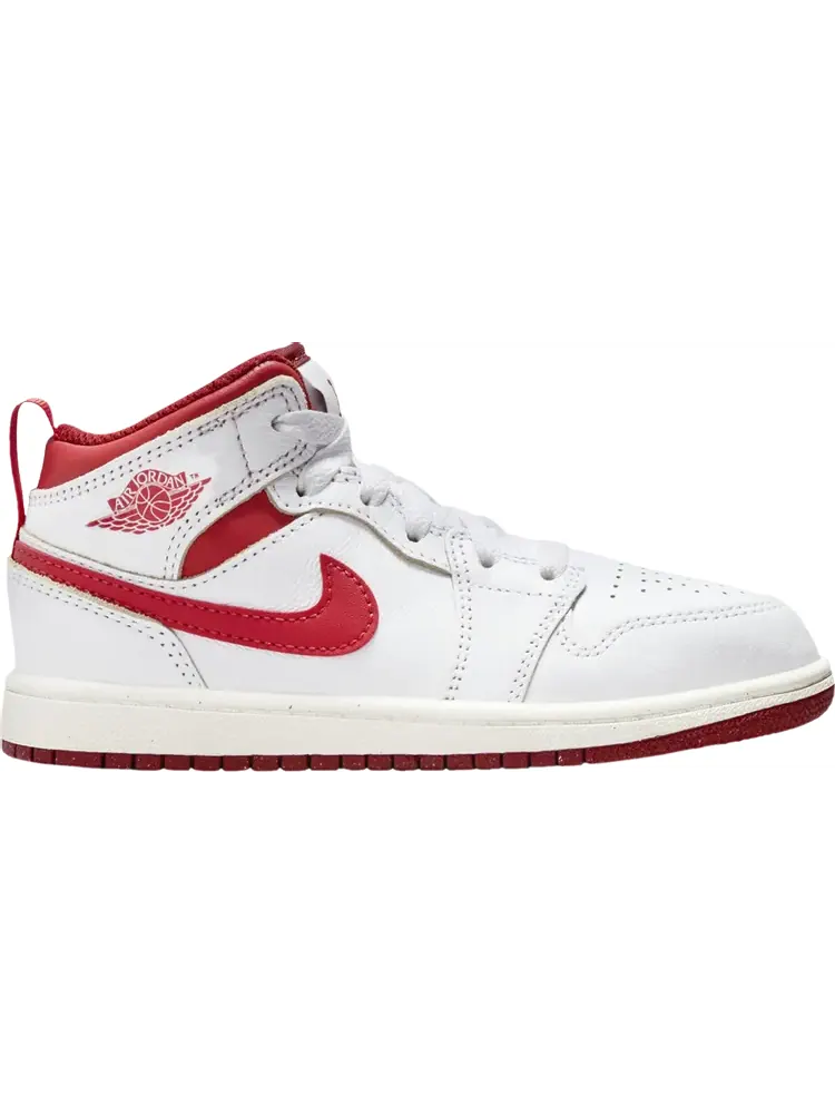 Кроссовки Air Jordan 1 Mid SE PS 'White Dune Red' — изображение 1 из 1, белый