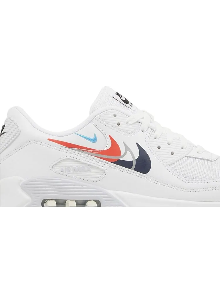 Кроссовки Air Max 90 'Multi Swoosh - White Bright Crimson' — изображение 2 из 4, белый