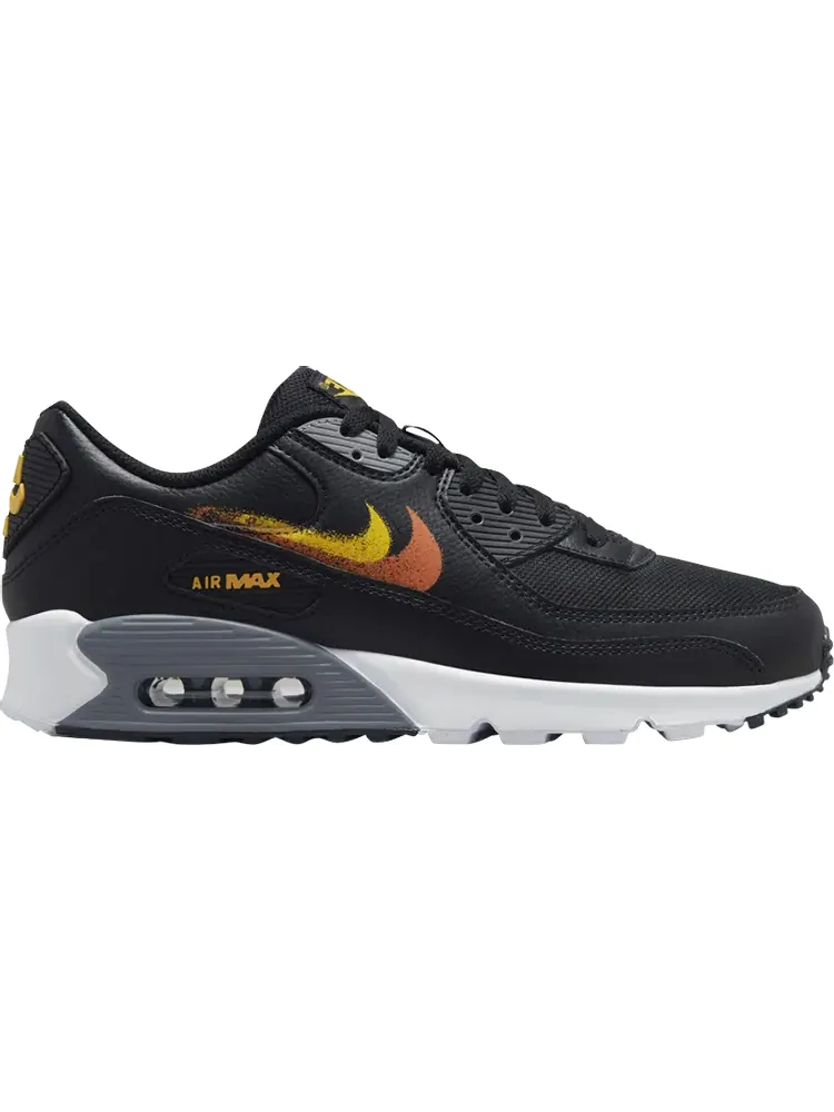 Кроссовки Air Max 90 'Spray Paint Swoosh - Black Gold Orange' — изображение 1 из 1, черный