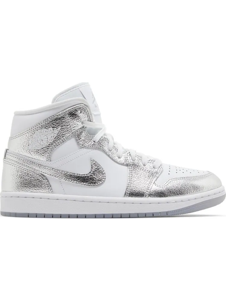 Кроссовки Wmns Air Jordan 1 Mid SE 'Metallic Silver' — изображение 1 из 4, серебряный