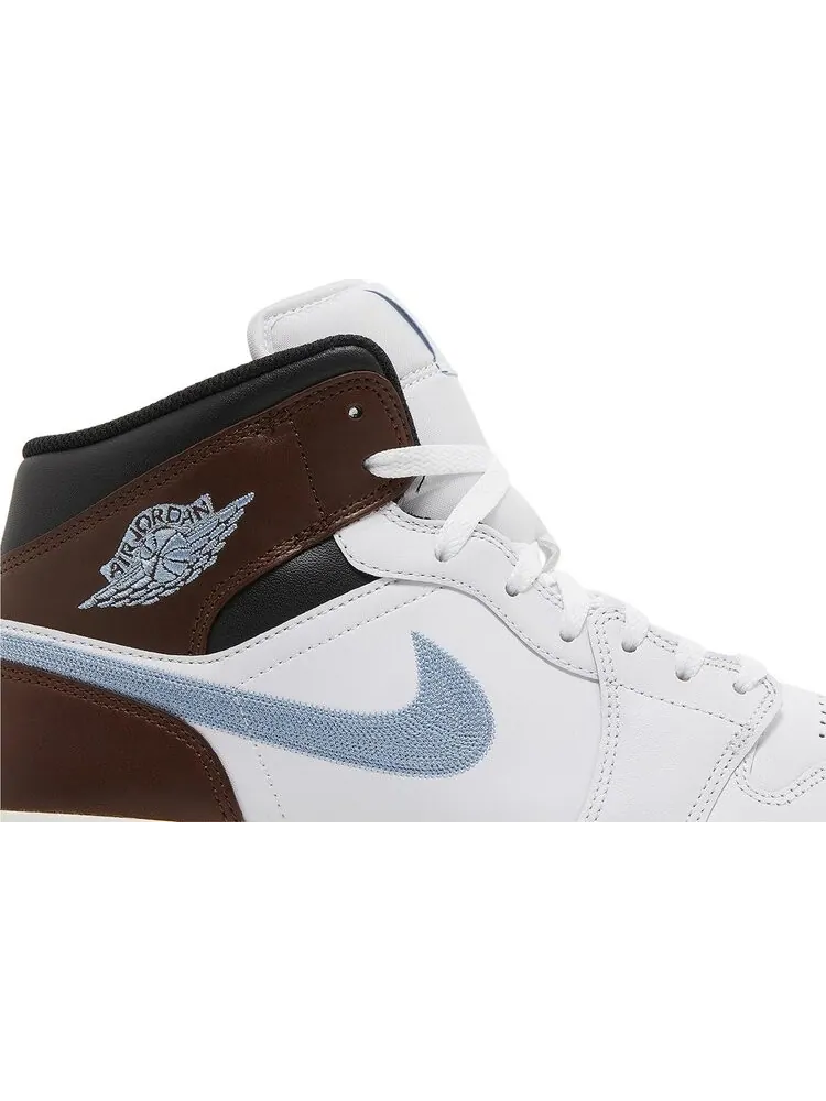 Кроссовки Air Jordan 1 Retro Mid SE 'Brown Blue Grey' — изображение 2 из 4, белый