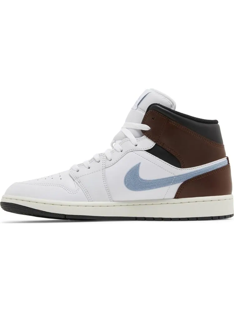 Кроссовки Air Jordan 1 Retro Mid SE 'Brown Blue Grey' — изображение 3 из 4, белый