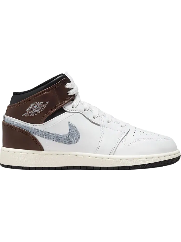 Кроссовки Air Jordan 1 Mid SE GS 'White Blue Grey' — изображение 1 из 1, белый