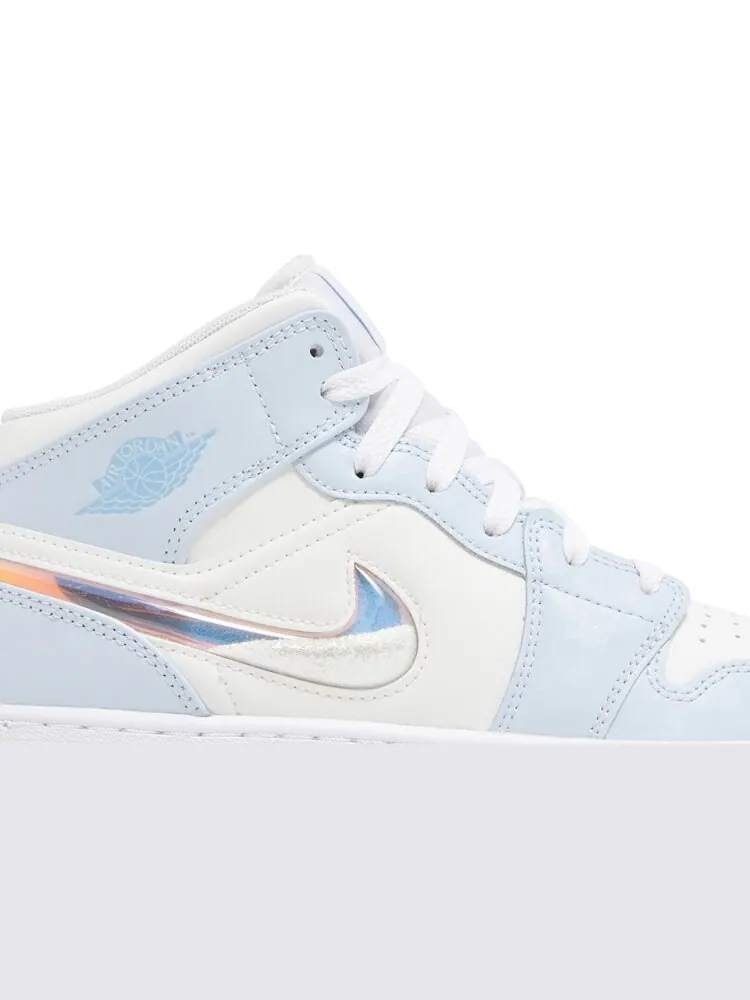 Кроссовки Air Jordan 1 Mid SE GS 'Glitter Swoosh' — изображение 2 из 4, синий