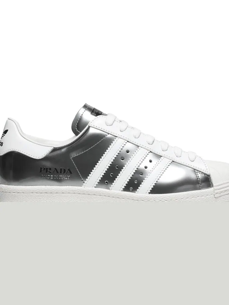 Кроссовки Adidas Prada x Superstar 'Silver Metallic' — изображение 2 из 8, серебряный
