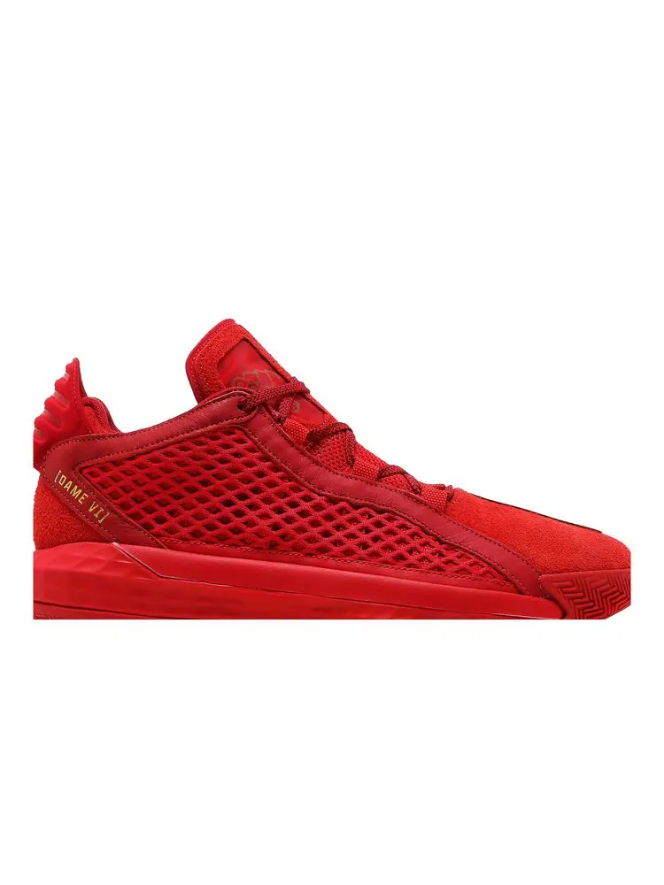 Кроссовки Dame 6 Leather 'Scarlet' — изображение 2 из 8, алый
