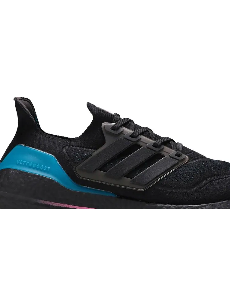 Кроссовки Adidas UltraBoost 21 'Black Active Teal' — изображение 2 из 8, черный