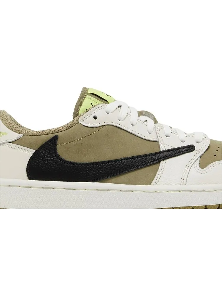 Кроссовки Travis Scott x Air Jordan 1 Low Golf 'Neutral Olive' — изображение 2 из 4, зеленый