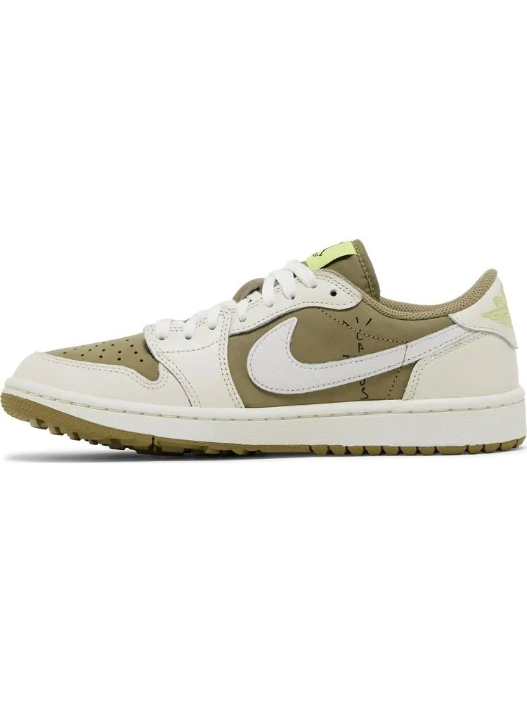 Кроссовки Travis Scott x Air Jordan 1 Low Golf 'Neutral Olive' — изображение 3 из 4, зеленый