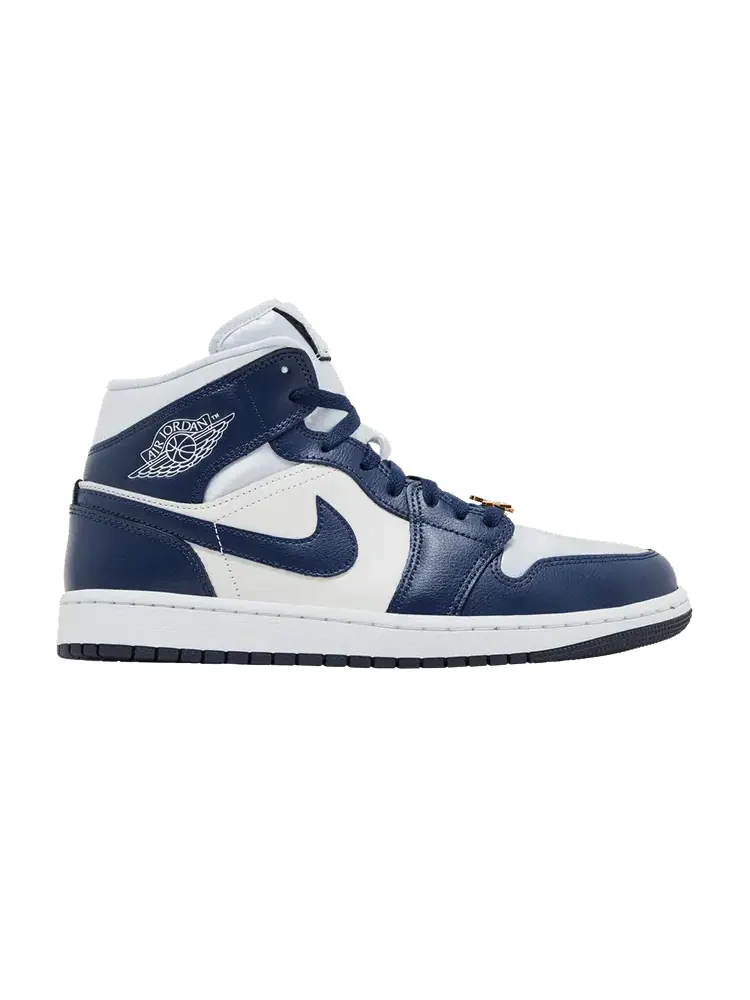 Кроссовки Air Jordan Wmns Air Jordan 1 Mid 'Midnight Navy Gold Charms' — изображение 1 из 9