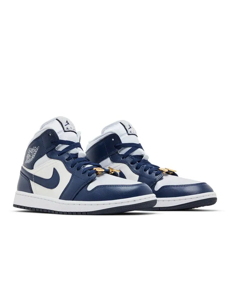 Кроссовки Air Jordan Wmns Air Jordan 1 Mid 'Midnight Navy Gold Charms' — изображение 9 из 9