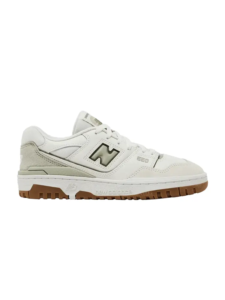 Кроссовки New Balance 550 Big Kid 'White Olive Gum' — изображение 1 из 9, белый/серый/оливковый