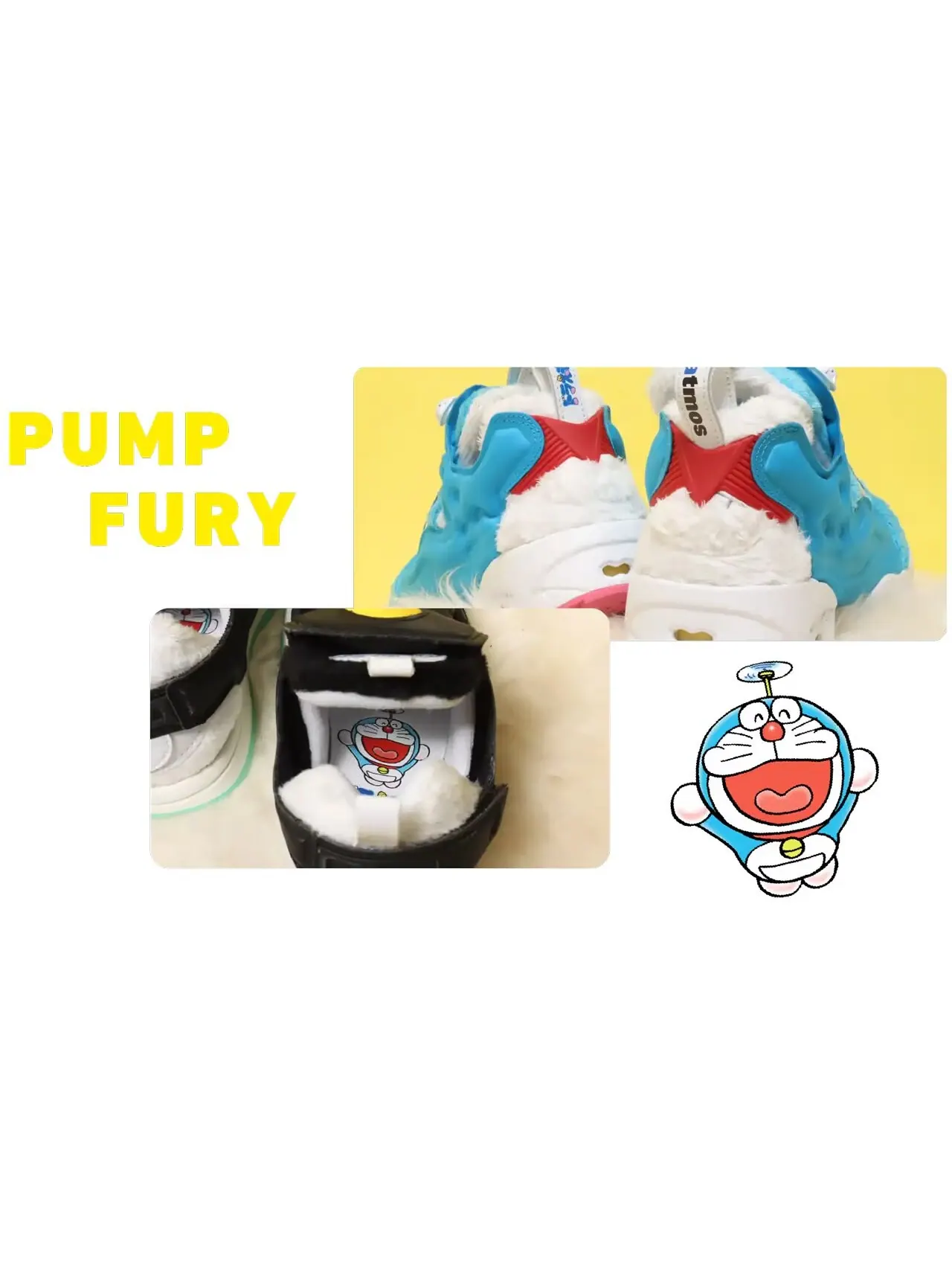 Кроссовки унисекс atmos x Reebok InstaPump Fury OG Doraemon — изображение 8 из 9, черный