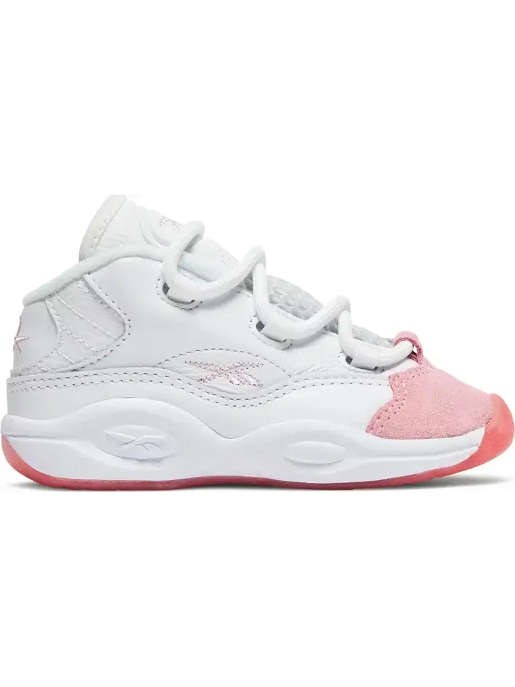 Кроссовки question mid toddler 'pink toe' Reebok — изображение 1 из 8, белый