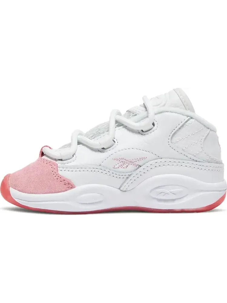 Кроссовки question mid toddler 'pink toe' Reebok — изображение 3 из 8, белый