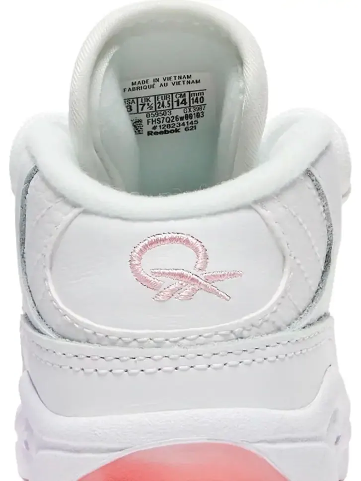 Кроссовки question mid toddler 'pink toe' Reebok — изображение 7 из 8, белый