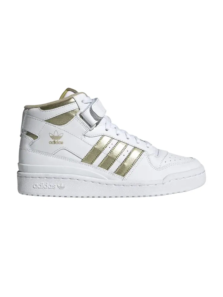 Кроссовки Adidas Wmns Forum Mid высокие с логотипом — изображение 1 из 1, белый/золотой