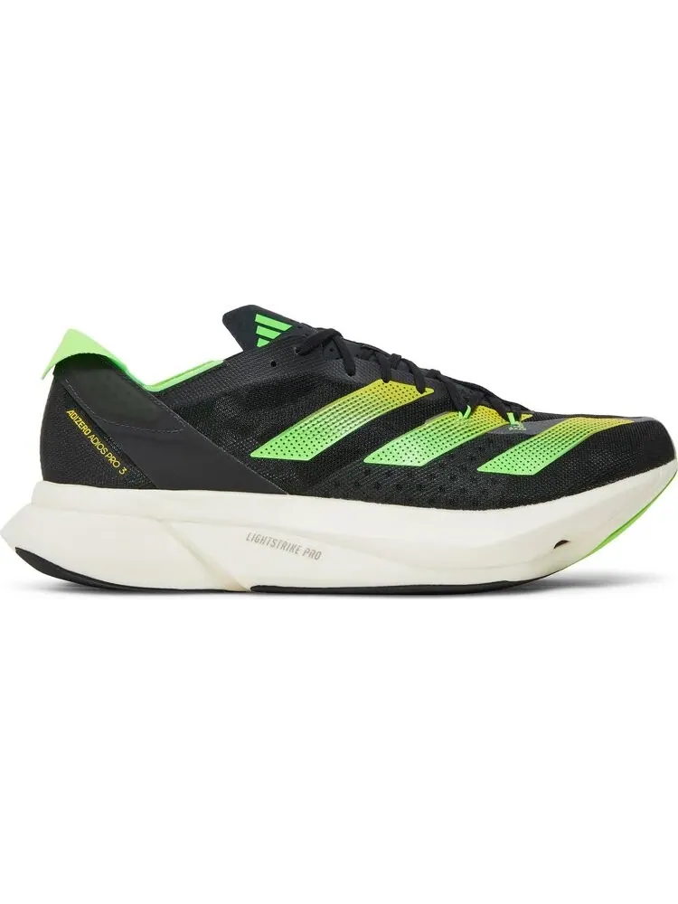 Кроссовки Adidas Adizero Adios Pro 3 'Core Black Solar Green' — изображение 1 из 8, черный