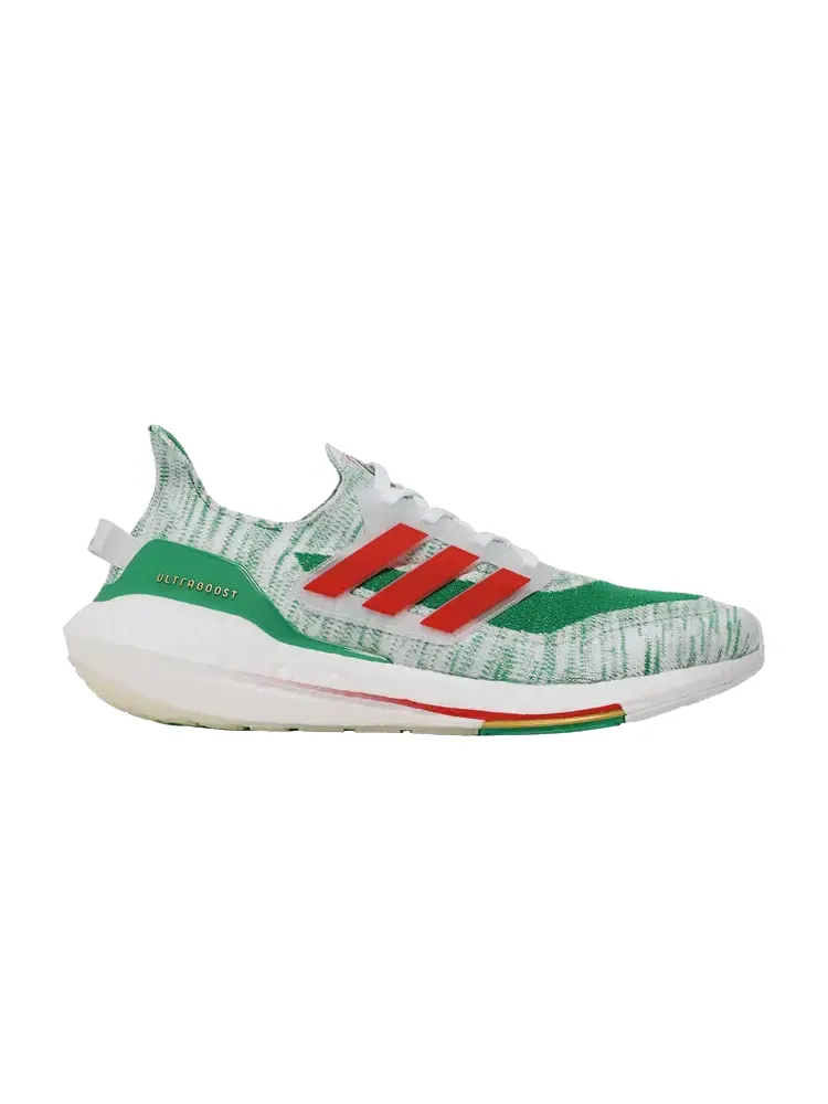 Кроссовки adidas UltraBoost 21 'White Green' — изображение 1 из 9, белый/красный/зеленый