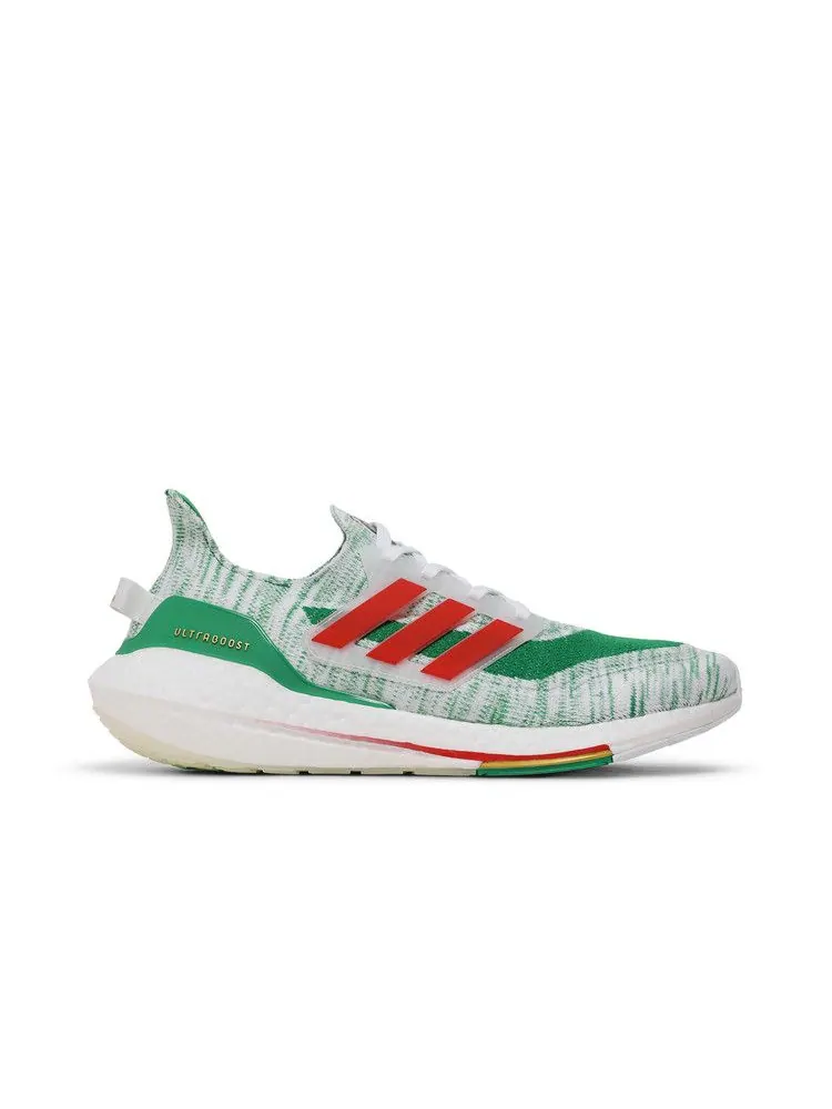 Кроссовки adidas UltraBoost 21 'White Green' — изображение 2 из 9, белый/красный/зеленый