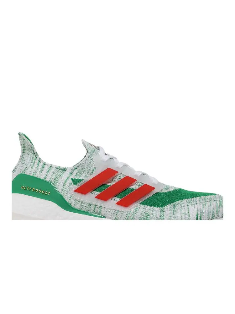 Кроссовки adidas UltraBoost 21 'White Green' — изображение 3 из 9, белый/красный/зеленый