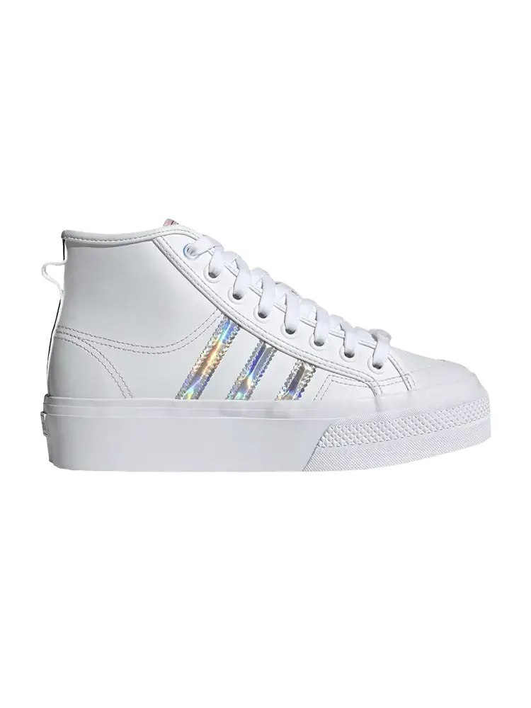 Кроссовки adidas Wmns Nizza Platform Mid 'White Iridescent' — изображение 1 из 1, белый/розовый/черный