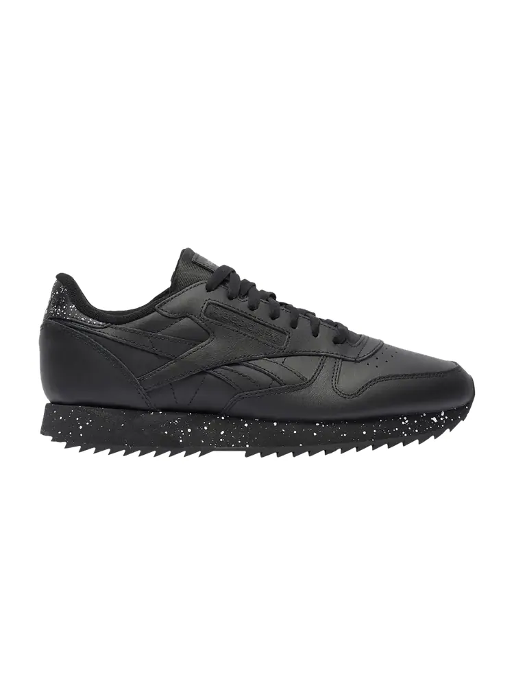 Кроссовки Reebok Classic Leather Ripple 'Black White Speckled' — изображение 1 из 1, черный/черный/белый